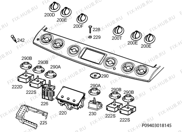 Взрыв-схема плиты (духовки) Husqvarna Electrolux QSG6149W - Схема узла Command panel 037